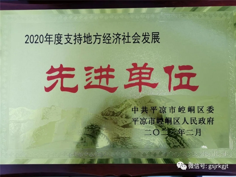 金控平?jīng)鰮?dān)保榮獲2020年度“先進單位獎”